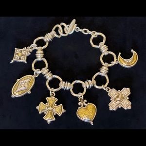 Brighton Vintage Toggle Six Charm Bracelet